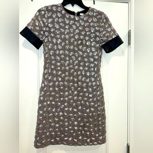 Diane Von Furstenburg DVF Cindy Puff Sequin Dress Size 0 Black Silver Sparkle